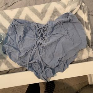 blue flowy shorts